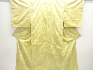 アンティーク　色紙に花模様織り出し手織り紬着物